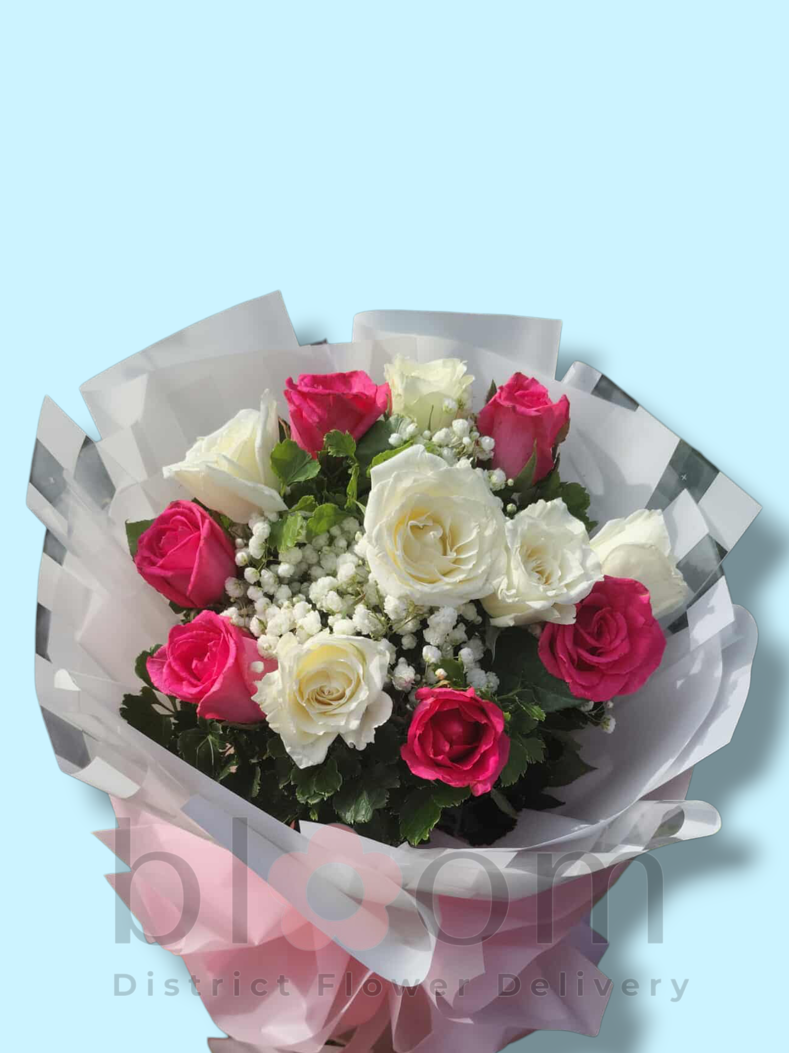 6 pcs White and 6 pcs Pink Roses